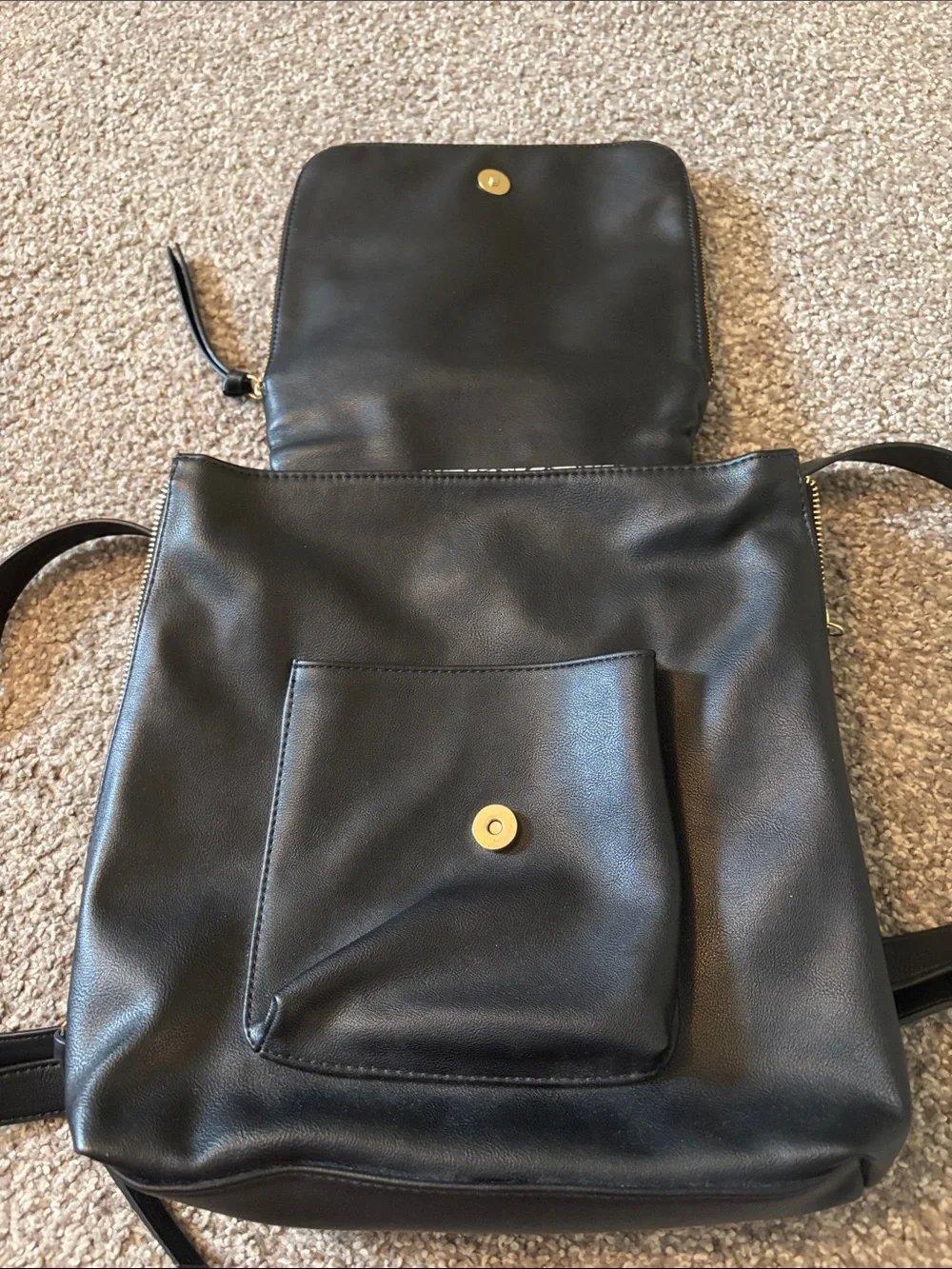 INC Black Faux Leather Backpack Purse